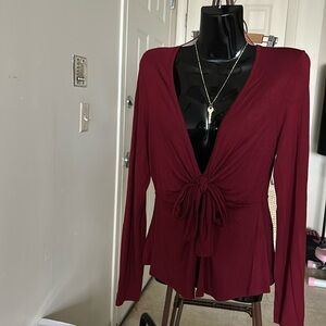 Nasty Gal Burgundy  Wine Color,Tie Front Top